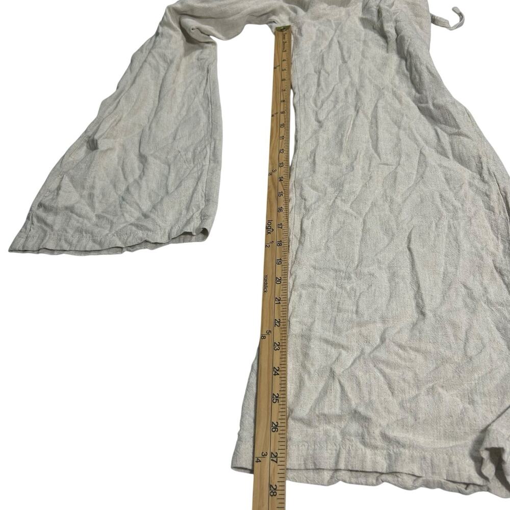 Sienna Sky Women’s L Pants Wide Leg Linen Blend Cream Oatmeal Elastic Waist - Picture 9 of 13
